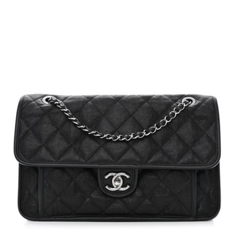 CHANEL Caviar Quilted Large French Riviera Flap Black 1518147 